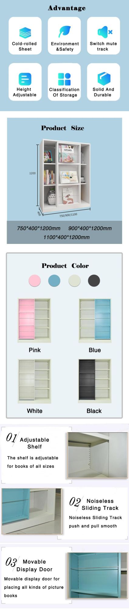 Multicolor Toy Storage Bookcase Cabinet Metallic Bookcases Trade