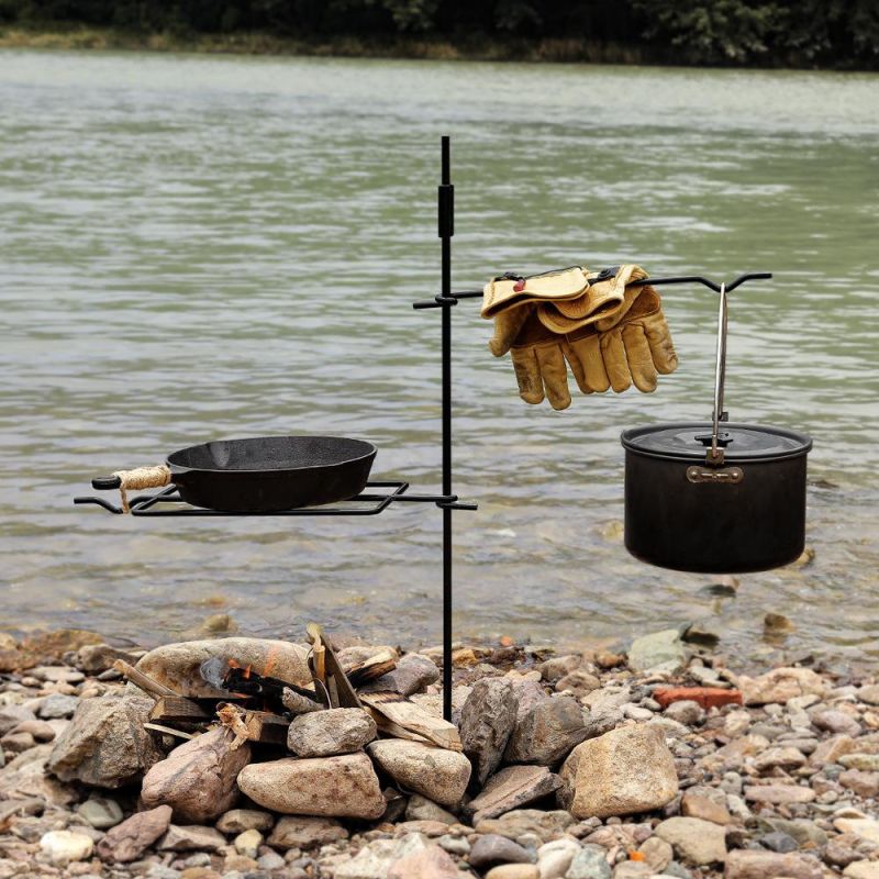 Camping Outdoor Cookware Hanging Rack Foldable Portable Campsite with Storage Rack Bag Wbb15351