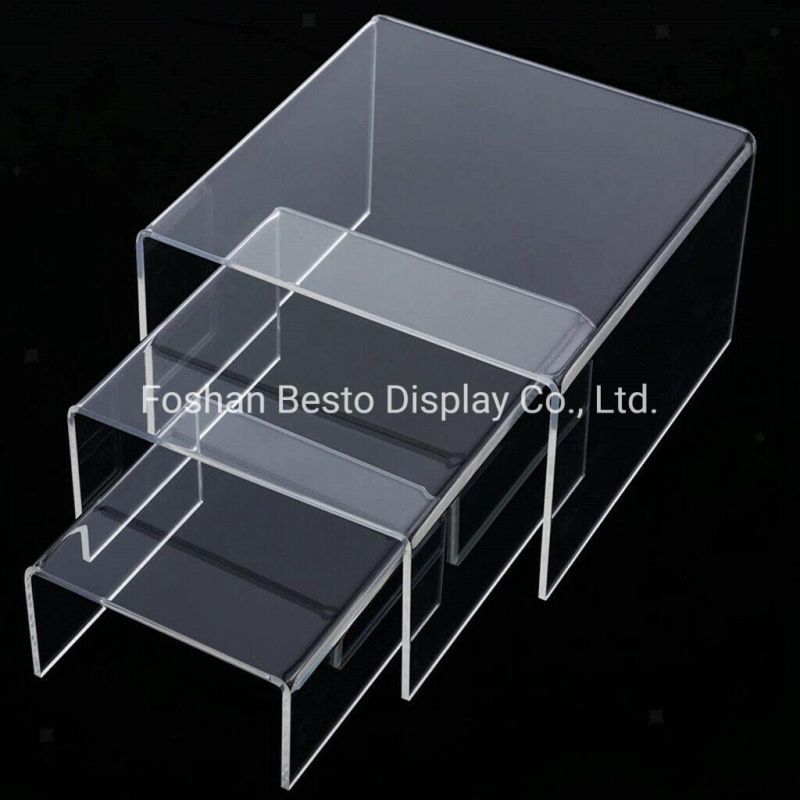 Clear 3 Tier Acrylic Shoes Rack Holder Retail Shop Display Plastic Stand Shelf Storage Rack