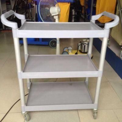 Grey Plastic 3-Layer Service Catering Wheeled Rack