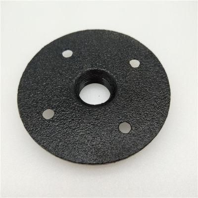 1/2&prime; Black Iron Threaded Floor Flange for Shelf Bracket