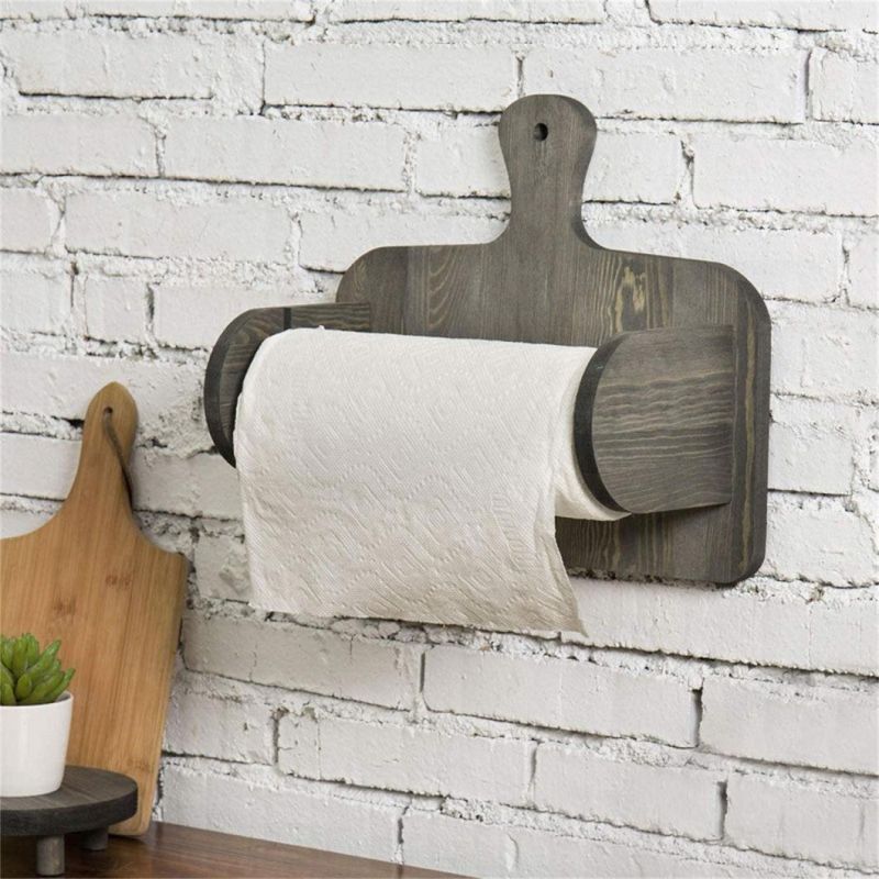 Roller Real Wood Bathroom Accessories Storage Stand Toilet Paper Holder