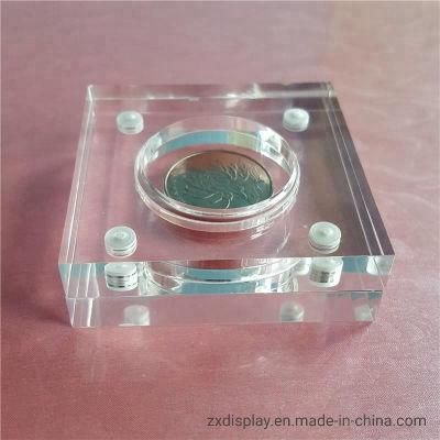 Custom Clear Plexigalss Commemorative Coin Holder Challenge Medal Display Stand