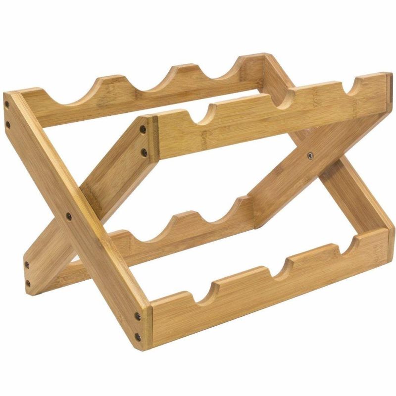 Sorbus Bamboo Foldable Countertop Wine Rack for 6-Bottles