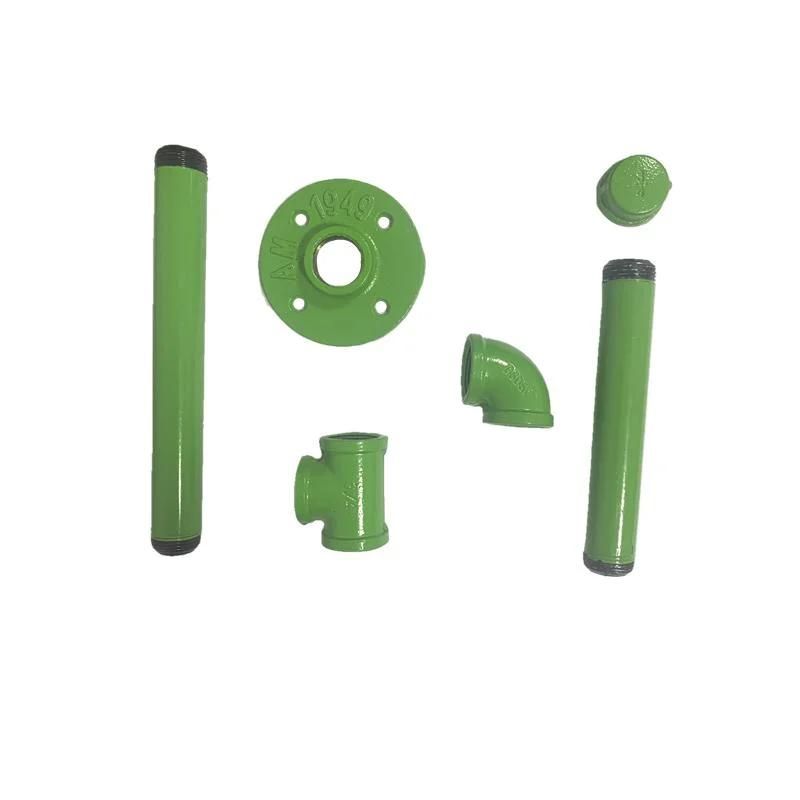 Green Malleable Iron Pipe Fittings Floor Flanges for Shelf Bracket
