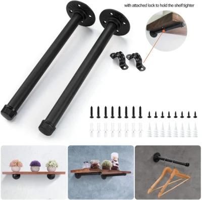 Black Industrial Pipe Shelf Brackets - with Heavy Duty Screws Shelf Brackets Pipe Brackets for Shelving for Your Farmhouse