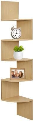 5 Tier Wall Mount Corner Shelves Natural Finish