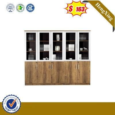 5 Doors Wide Aluminum Glass Shelf Filing Cabinet Wooden Bookcase