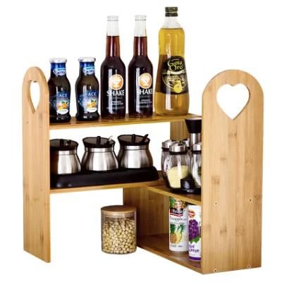 Multi-Purpose Bamboo Kitchen Rack Stretchable 41X45X16cm Bamboo Display Racks Natural