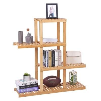 Popular 4 Tier Bamboo Bathroom Rack Bamboo Rack for Living Room Balcony Greenhouse Natural