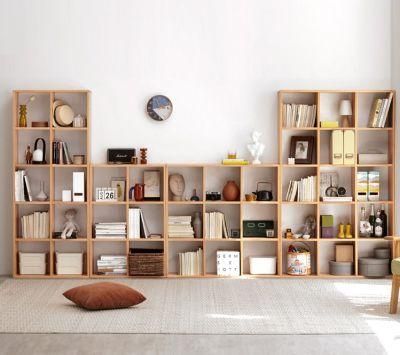Solid Wood Bookshelf Beech Wood Living Room Display Stand Free Combination Shelf