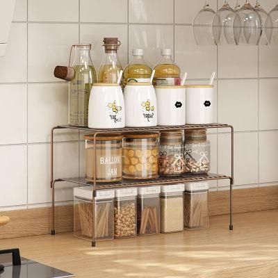 Cabinet Organizer Stackable Telescopic Metal Kitchen Storage Expandable Rack