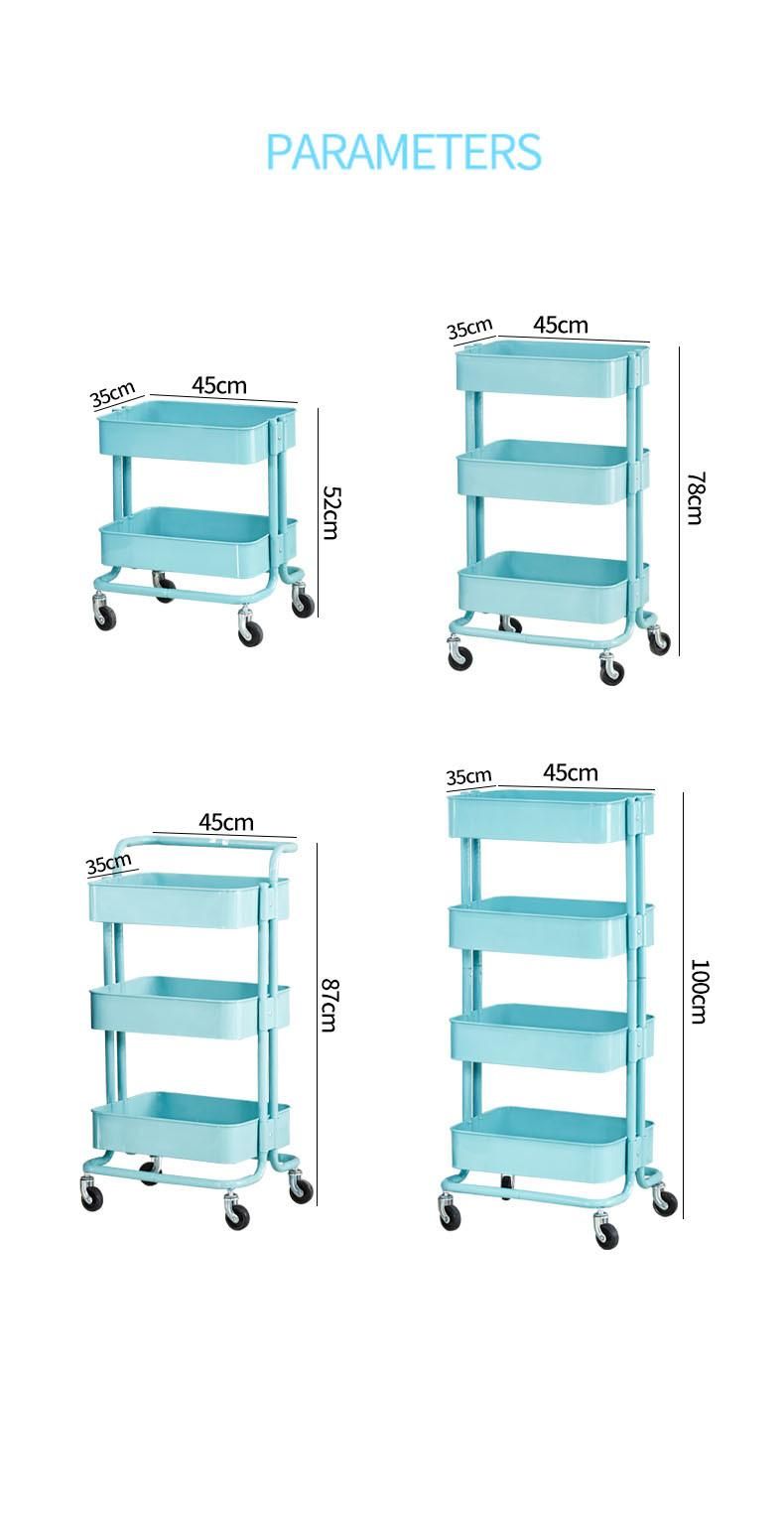 Multi-Functional 3-Layer Kitchen Removable Trolley Rack Living Room Snack Storage Storage Rack with Wheels