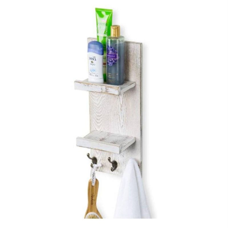 High Quality Exquisite Simple Wood Wall Mounted Bathroom Storage Rack