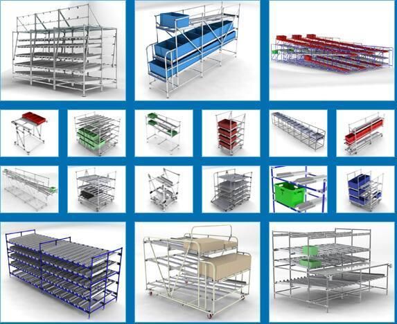 Frist in Frist out Roller Tracking Rack, Flow Rack, Storage Rack, Steel Rack, Flexible Production Line