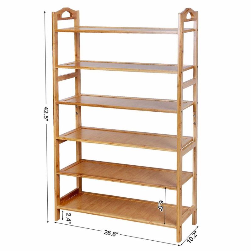 Multi-Function 6-Tier Bamboo Rack Bamboo Home Storage Shelf Plant Stand Reconfigurable