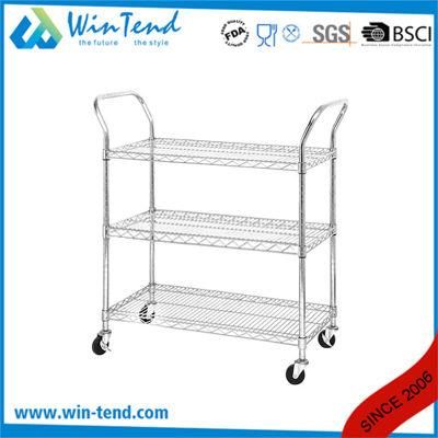 Chrome Kitchen Hand Trolley Cart Storage Wire Rack for Sale