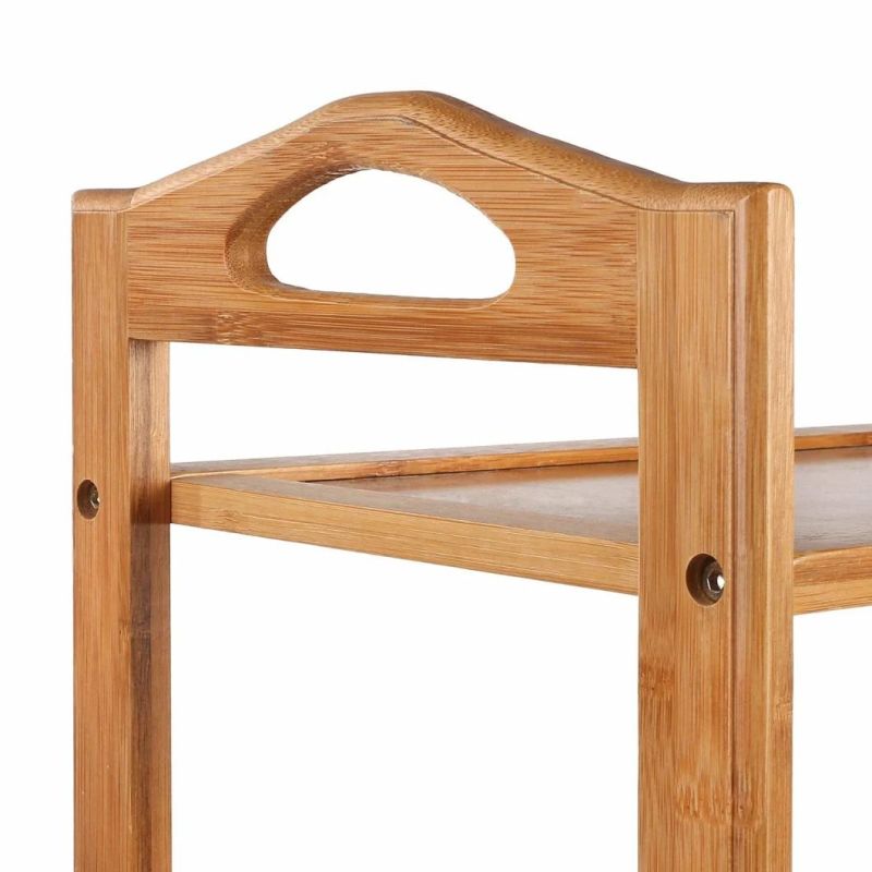 Multi Purpose 5-Tier Bamboo Rack with Handles Bamboo Storage Shelf