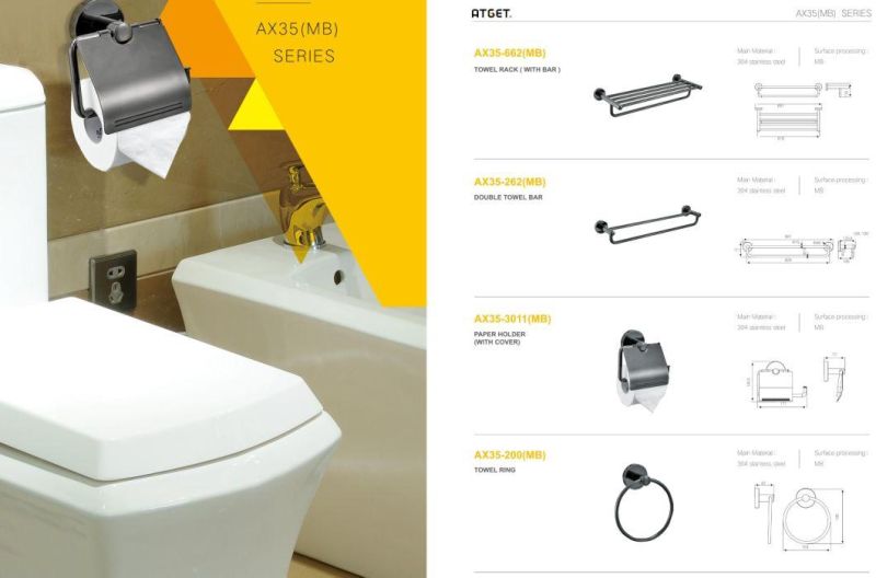 Modern Hotel Black Stainless Steel Luxury Toilet Bathroom Accessories Set