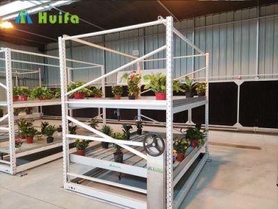 Mobile Storage System Nursery Flower Two Tier 4X8FT Grow Rack Vertical Farming