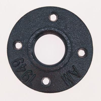 3/4&quot;Flange Factory Black Color Malleable Iron Pipe Fitting Floor Flange Used for DIY Wine Shelf