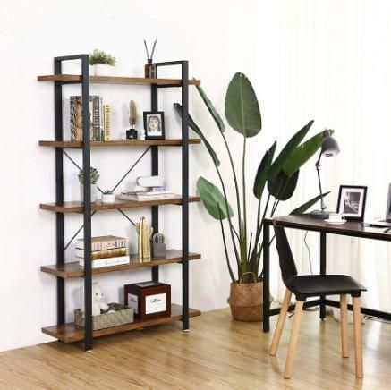 Standing Shelf Easy Assembly, Living Room5-Layer Industrial Stable Bookcase