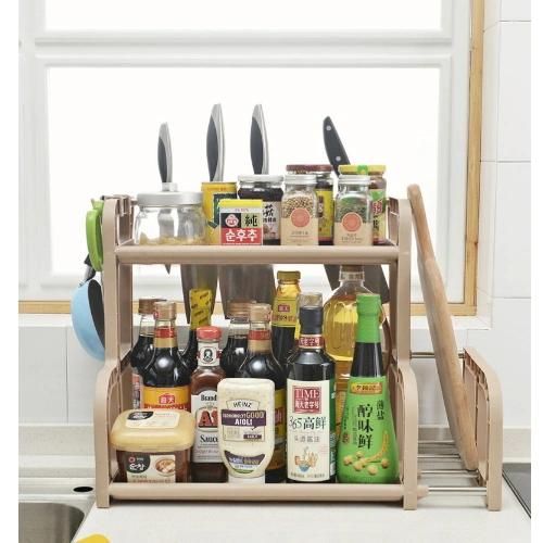 Shelf Plastic Storage Rack with Knife Chopping Board Rack Multifunctional Kitchen Storage Hc-003