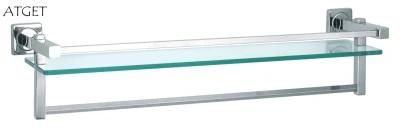 Ax22-161-1 Stainless Steel and Glass Bathroom Accessories Single Galss Shelf with Bar