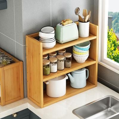 Space Saving 2-Tier Kitchen Table Shelf Bamboo Wood Kitchen Spice Rack