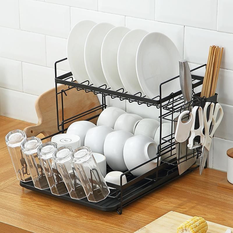 Dish Rack Kitchen Shelf Countertop Tableware Plate Chopsticks Dish Rack Floor Drain Rack to Dry Table and Chopsticks Storage Rack