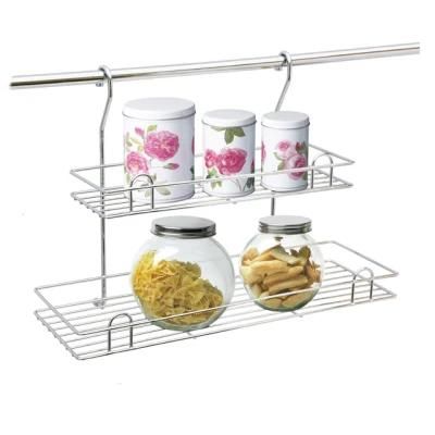 Kitchen Metal Chromed Spices Hanging Rack Storage Rack