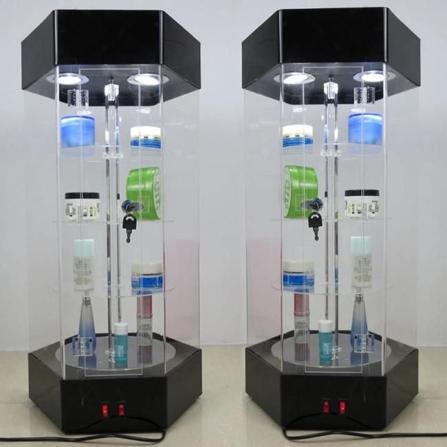 Luminescent Acrylic Glass Jewelry and Skincare Display Shelf with Lock