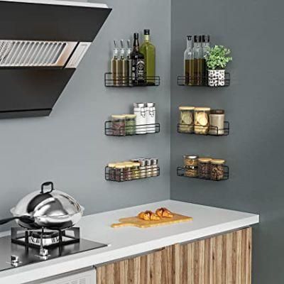 Spice Rack Organizer Wall Mount Hanging Black Spice Organizer Shelf Farmhouse Seasoning Organizer Space-Saving Holder for Kitchen Wall