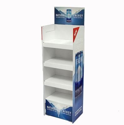Eco-Friendly Cardboard 4-Tier Supermarket Display Rack with Removable Header