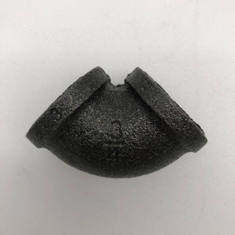 Black Pipe Fitting Cast Clamp Mech Sandblasted Malleable Iron 90 Degree Elbow for Industrial Pipe Shelf