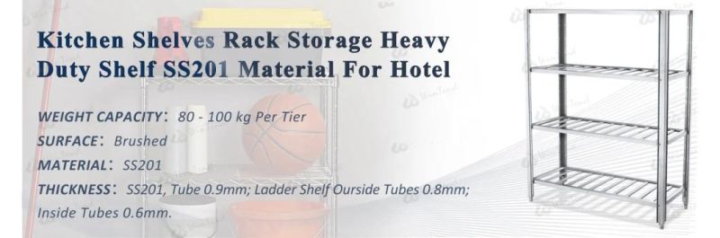 4 Tier Stainless Steel Multi Purpose Adjustable Storage Rack with Height Adjustable Leg