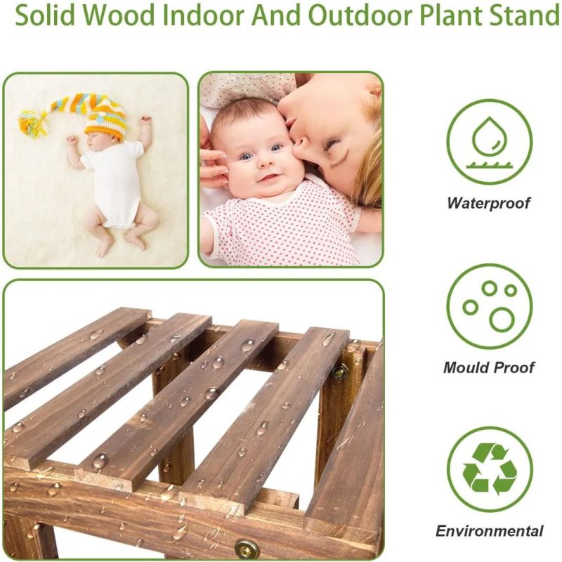 Wholesale Hot Sale New Design High Quality Garden Display Wooden Flower Pot Wood Plant Stand Shelf Planter Rack S