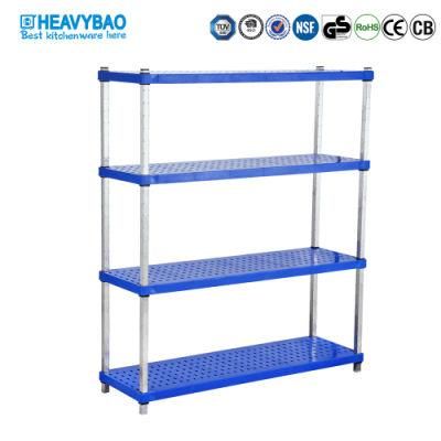 Heavybao Hight Quality 4-Tier Plastic Adjustable Shelf Storage Rack