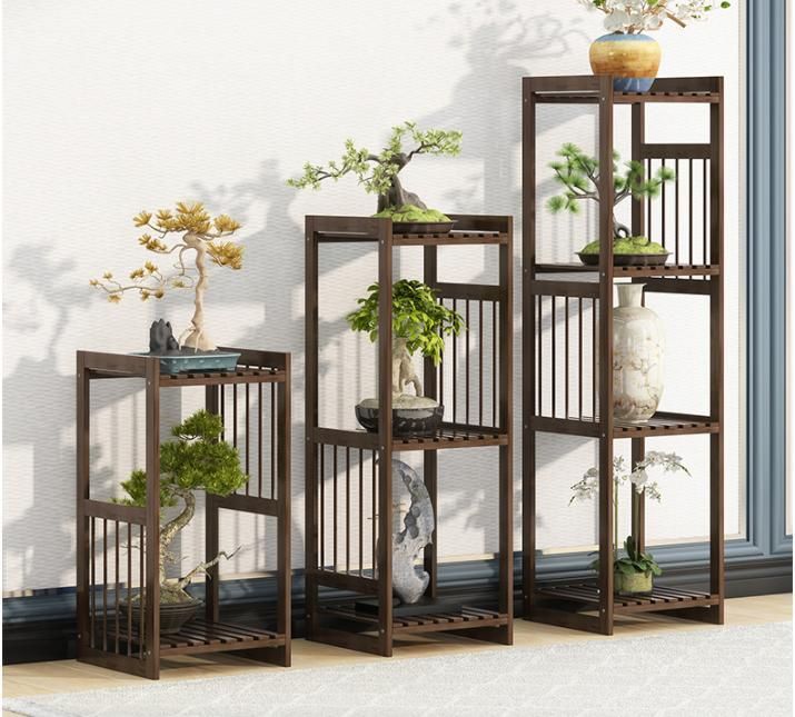 Flower Shelf Balcony Living Room Indoor Home Multi-Layer Floor Type Single Solid Wood Simple Window Sill Spider Orchid Rack