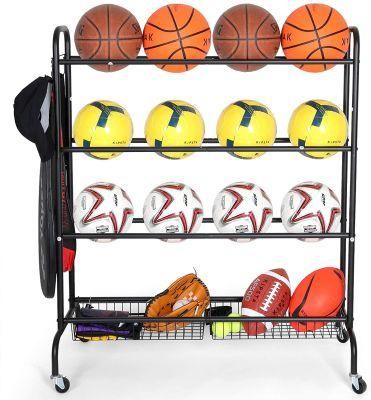Large Capacity Garage Sports Equipment Ball Toys Organizer Storage Rack Sports Gear Rolling Ball Storage Rack