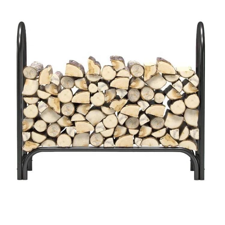 2022 New 4FT Matte Black Metal Fireplace Wood Pile Storage Stacker Stand Heavy Duty Logs Holder Firewood Rack