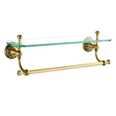 Flg Antique Finished Bath Glass Shelf Bathroom Rack Wall Mounted