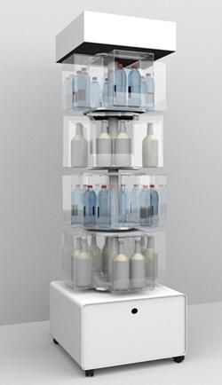 Attractive Floor Standing Retail Metal Beverage Display Rack with Wheels