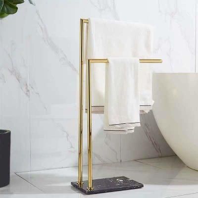 Bathroom Luxury Marble European-Style Floor-to-Ceiling Double-Bar Towel Bar Hanger Double-Layer Countertop Bath Towel Rack Pendant
