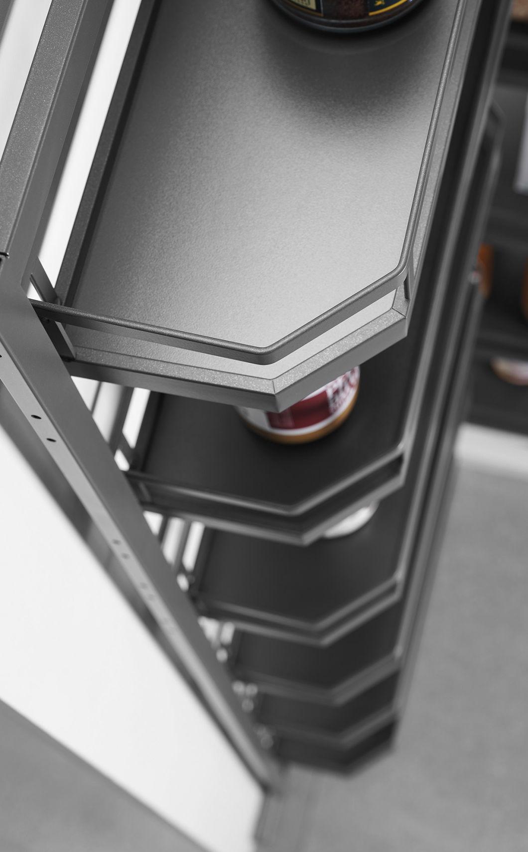 Dark Grey Kitchen Accessory Pull out Half Tandem Storage Rack