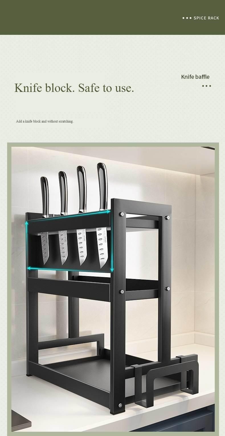 Kitchen Standing Spice Storage Rack Multi-Functional Knife Rack