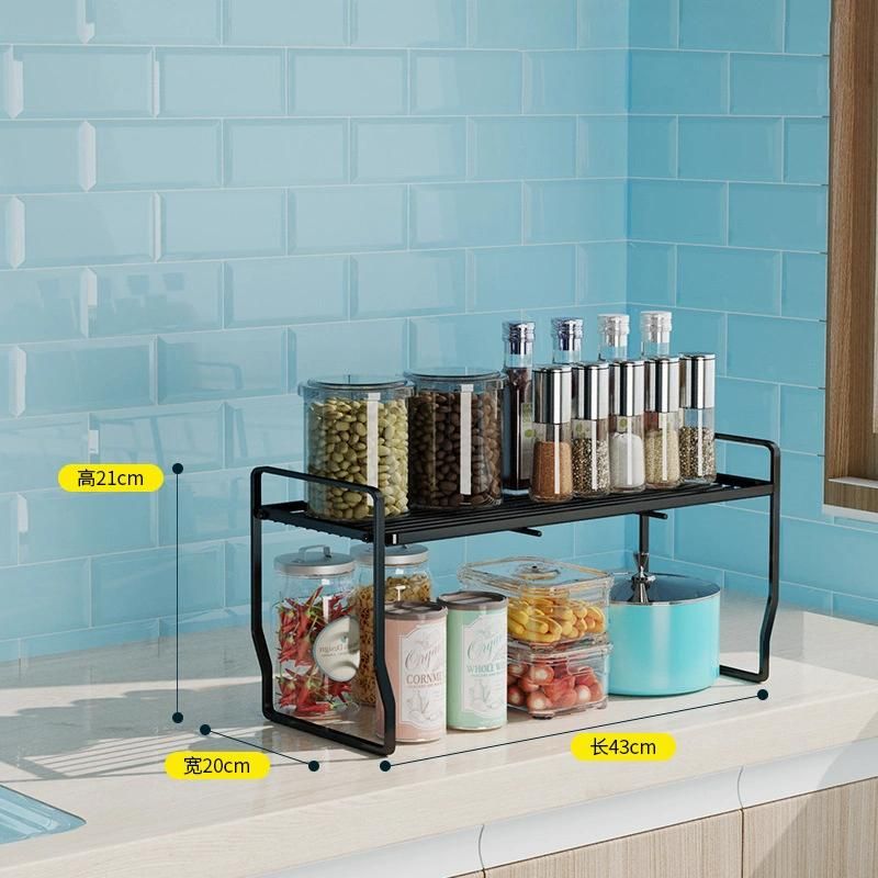 Double Layer Kitchen Spice Rack Metal Dish Rack Storage Rack