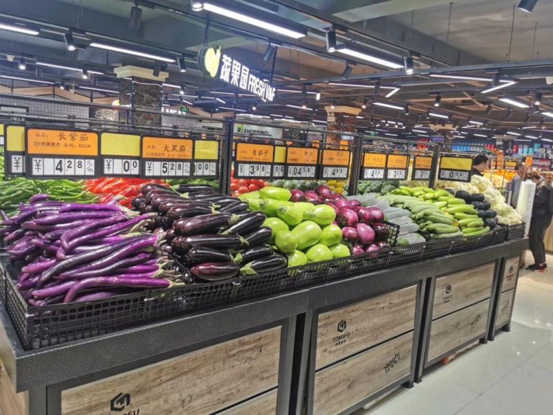 Supermarket Vegetable and Fruit Rack with Spray System