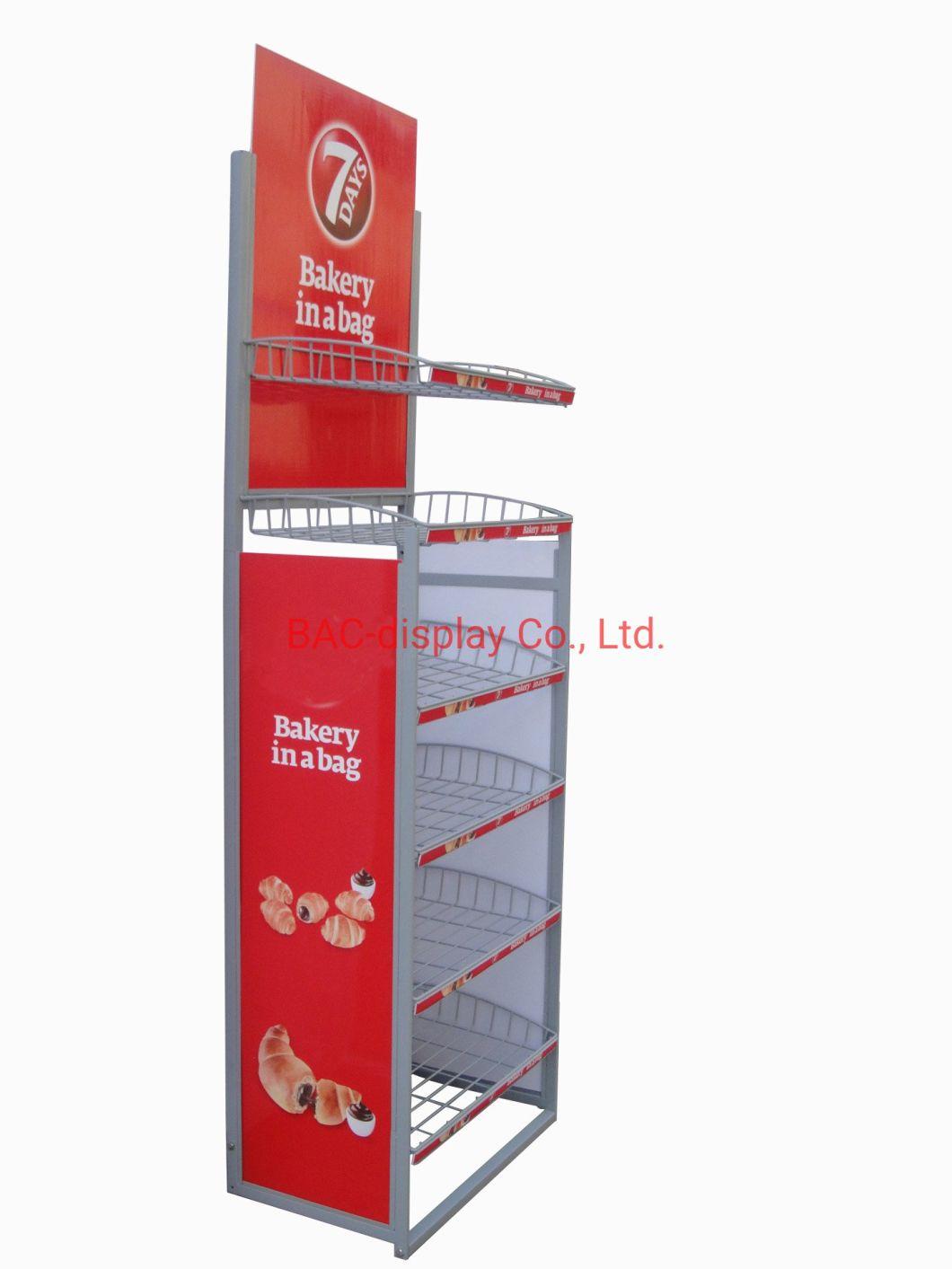 Multi-Tier Movable Food Display Shelf/Bread Display Stand/Bakery Display Rack