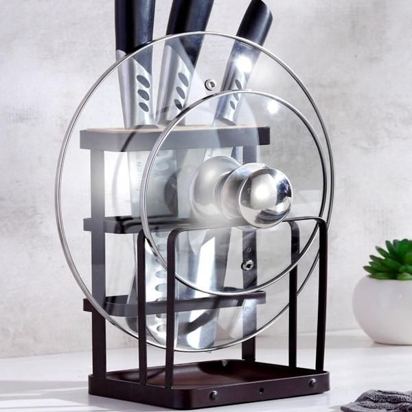 Metal Knife Block Cutting Board Holder Tools Organizer Kitchen Storage Rack